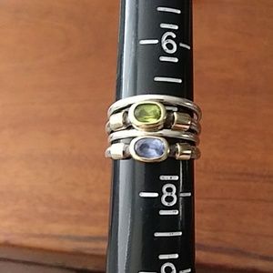 Sterling Silver, Gold 4 Ring set approx sz 7.75 ♥️